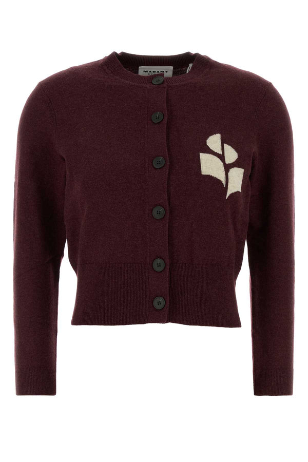 Grape Cotton Blend Newton Cardigan Burgundy Exterior: Wool Maglieria