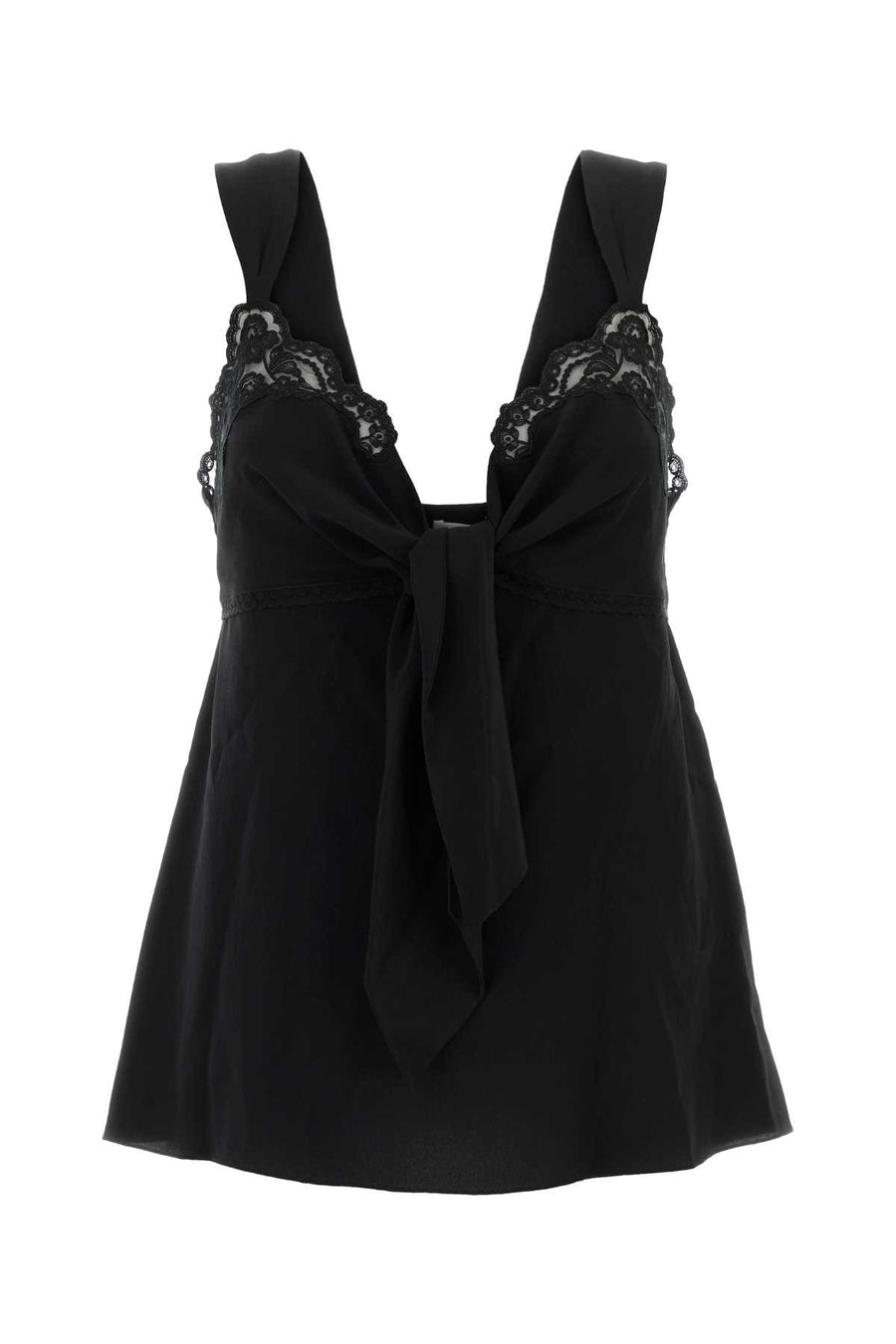 Black Crepe Top Exterior: Silk Maglie