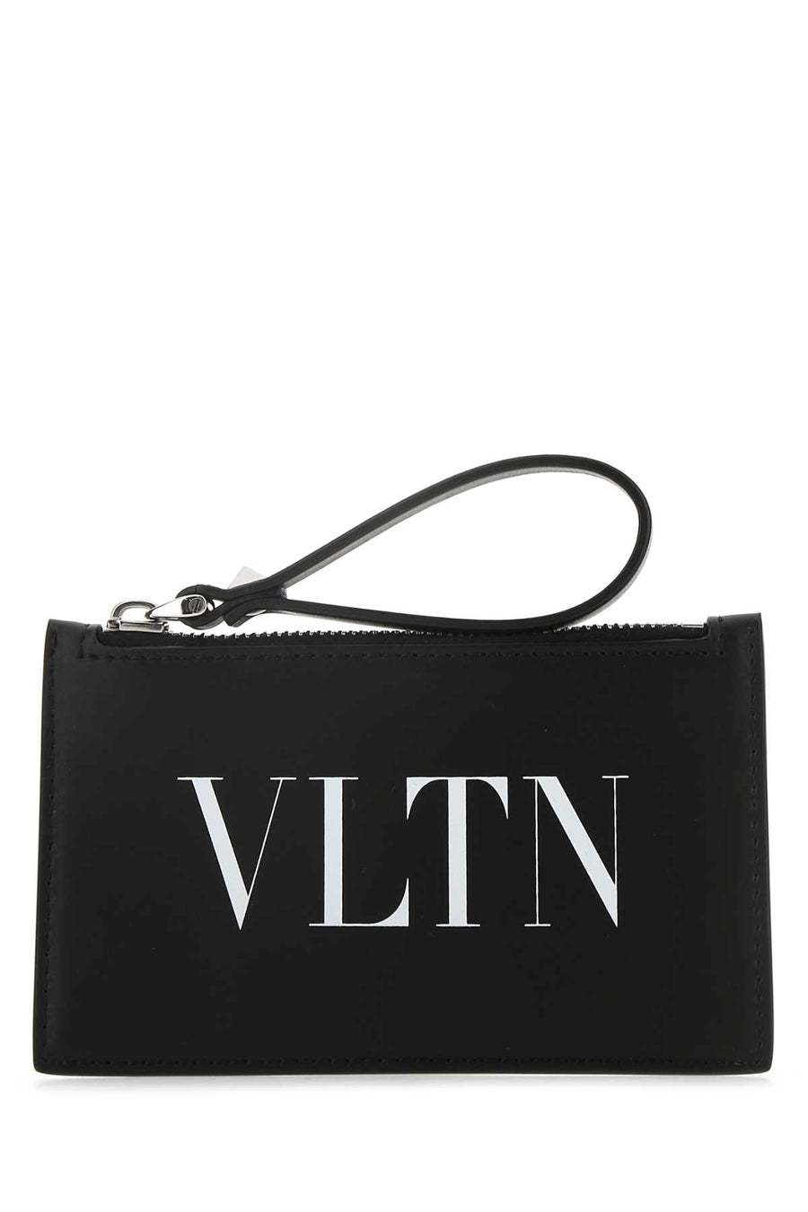 Valentino Garavani Exterior: 100% Calf; Finishing: Silver metal card case in black
