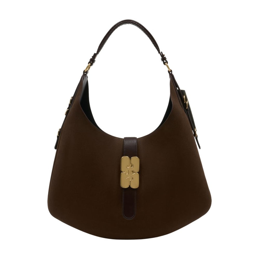 Ganni Calfskin shoulder bag in brown