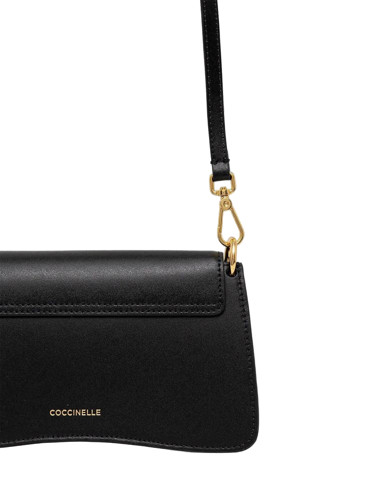Coccinelle 100% Calf Split Leather crossbody bag in black