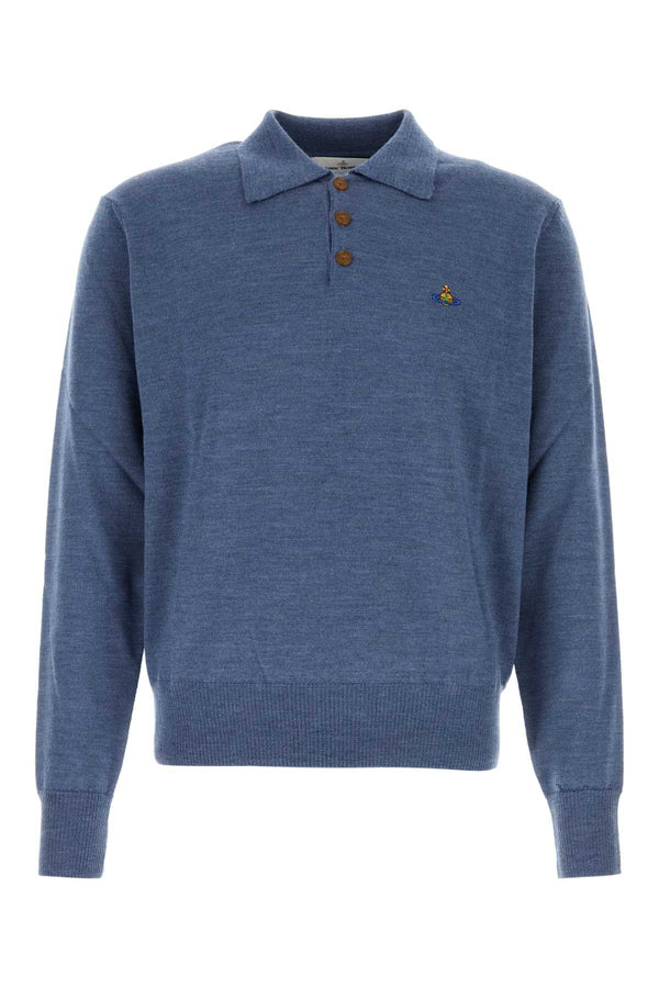Air Force Blue Wool Mark Polo Shirt Aw26denimblue Exterior: Maglie