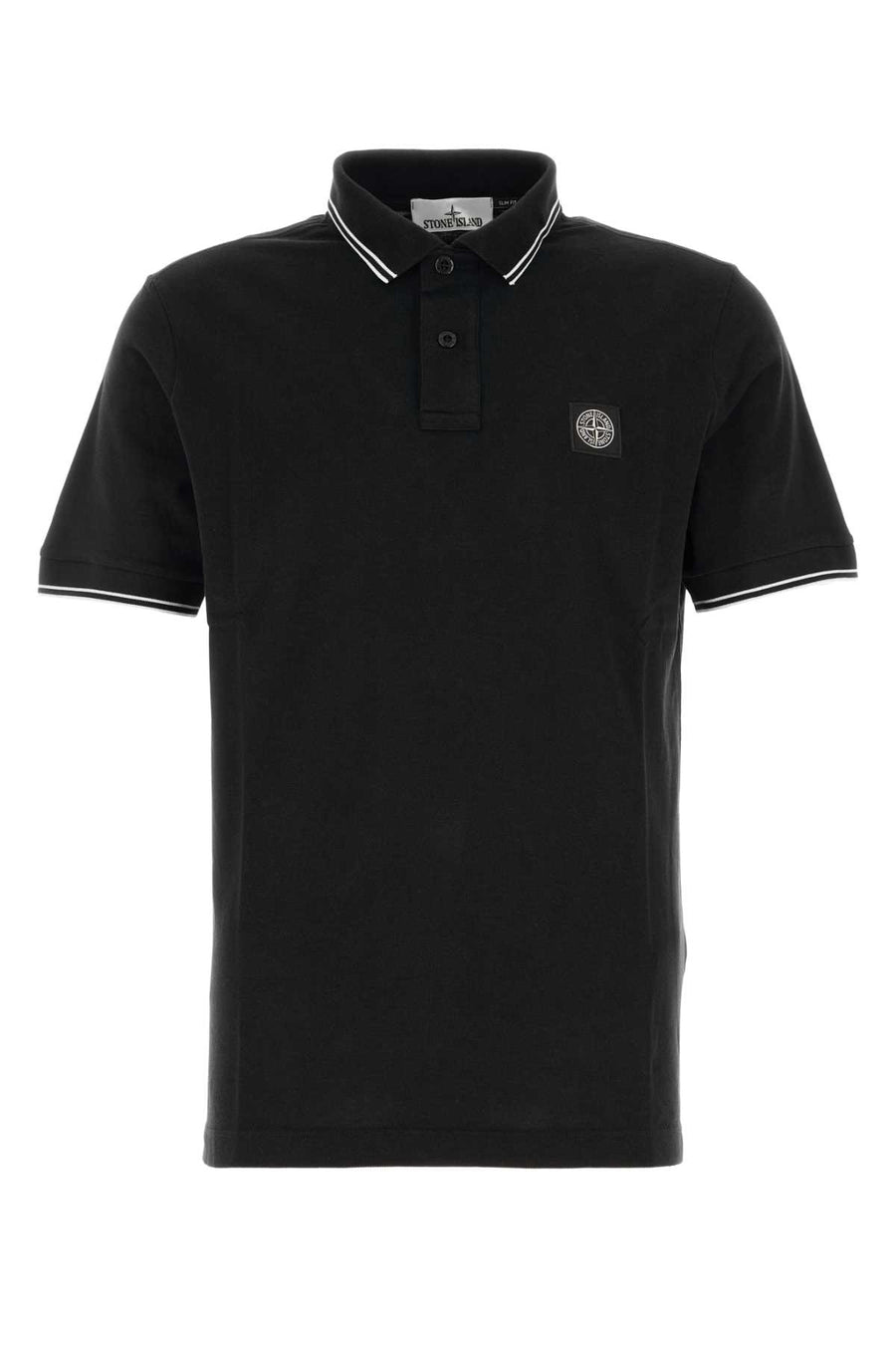 Black Stretch Piquet Polo Shirt Exterior: Cotton Elastane