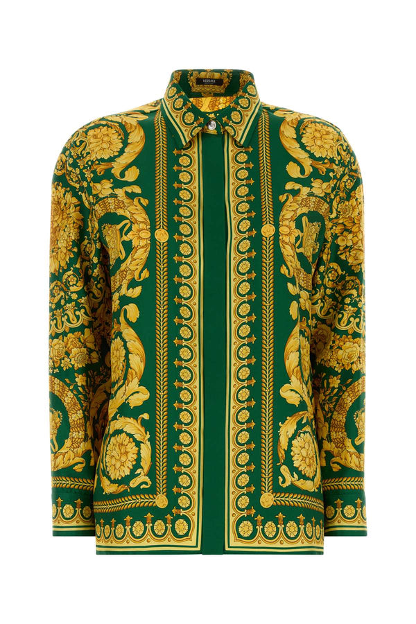 Versace Shirt Silk twill with silk lining shirt in green