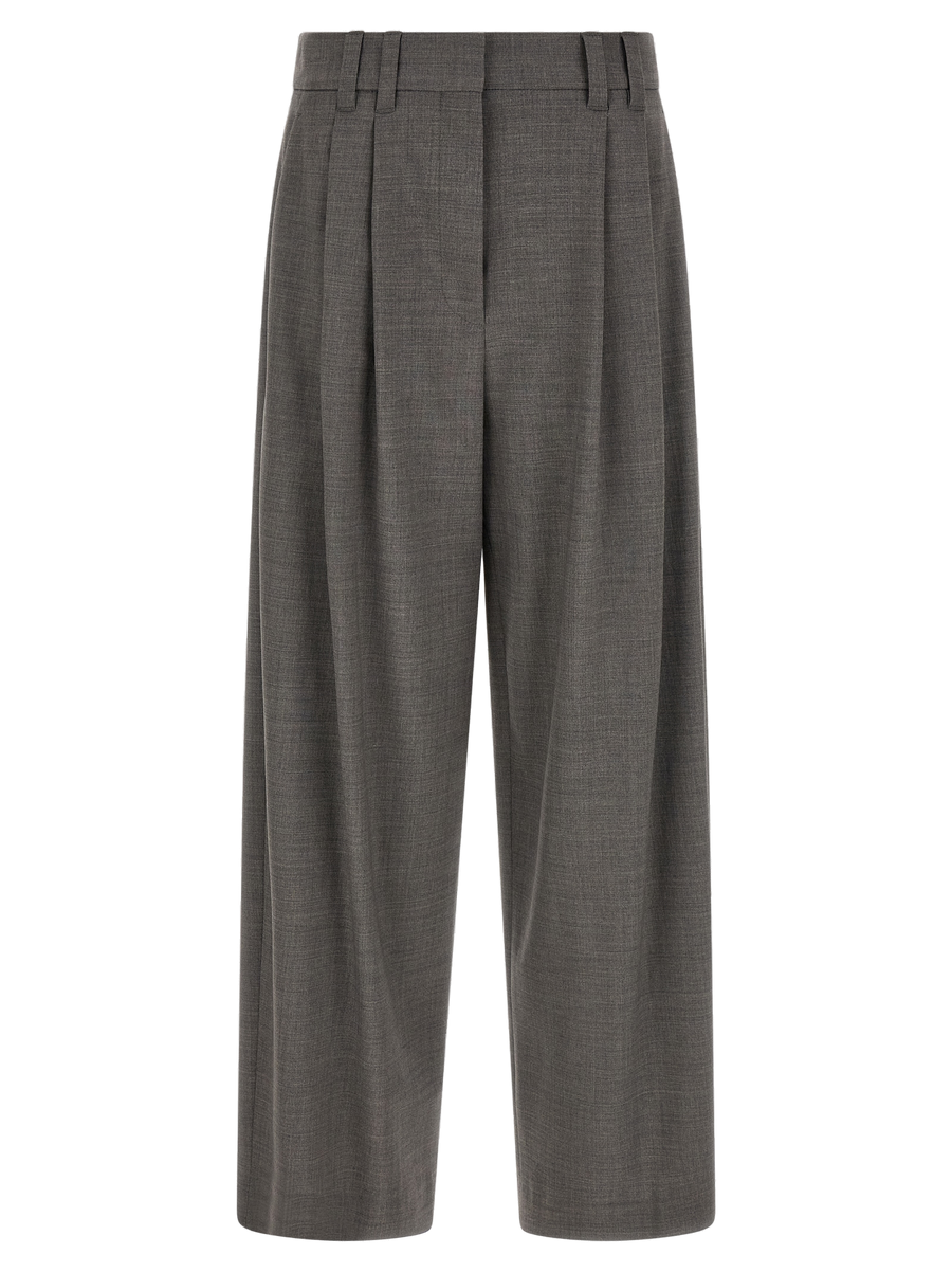 Gray Virgin Wool Cropped Pants