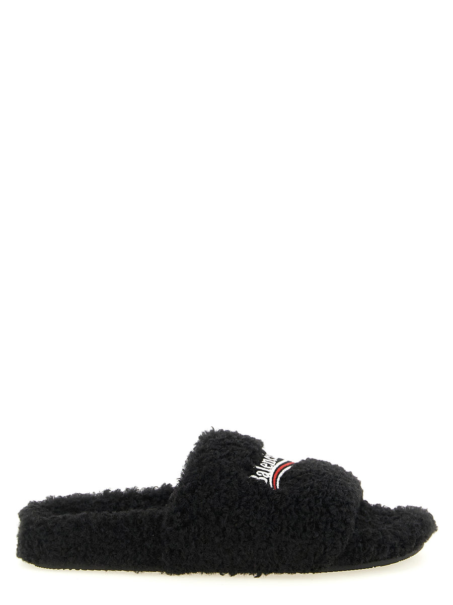 Black Polyester Slides Shoe