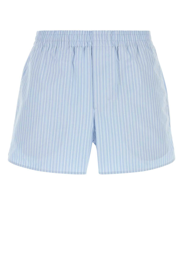 Embroidered Poplin Shorts Bleucachemireblanc Exterior: Cotton