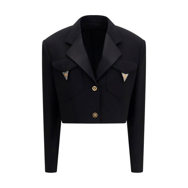 Versace 98% Merino Wool Ovis Aries blazer in black