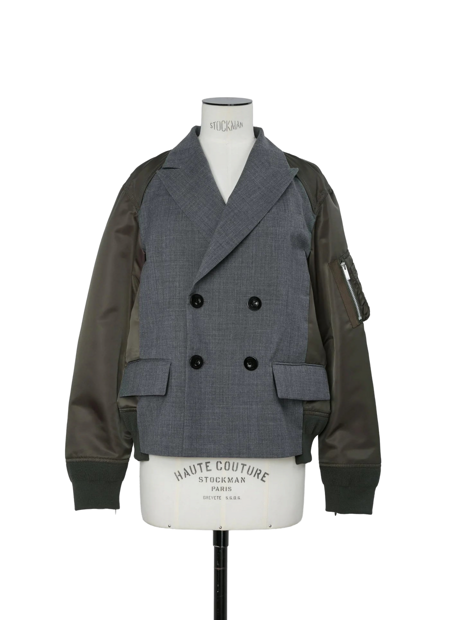 Sacai Hybrid Suiting Nylon Twill Jacket — Gray