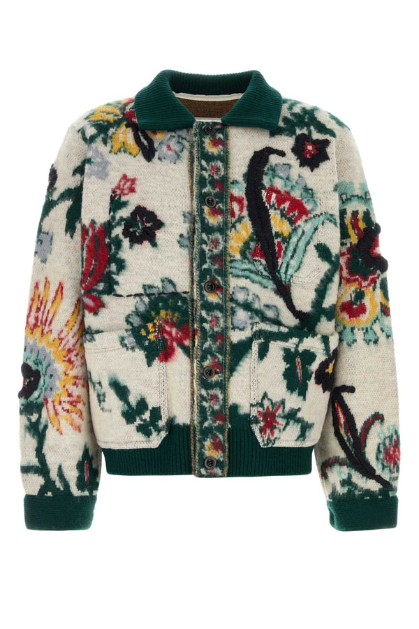Embroidered Wool Sweater Ivory Exterior: Giacche E Gilet