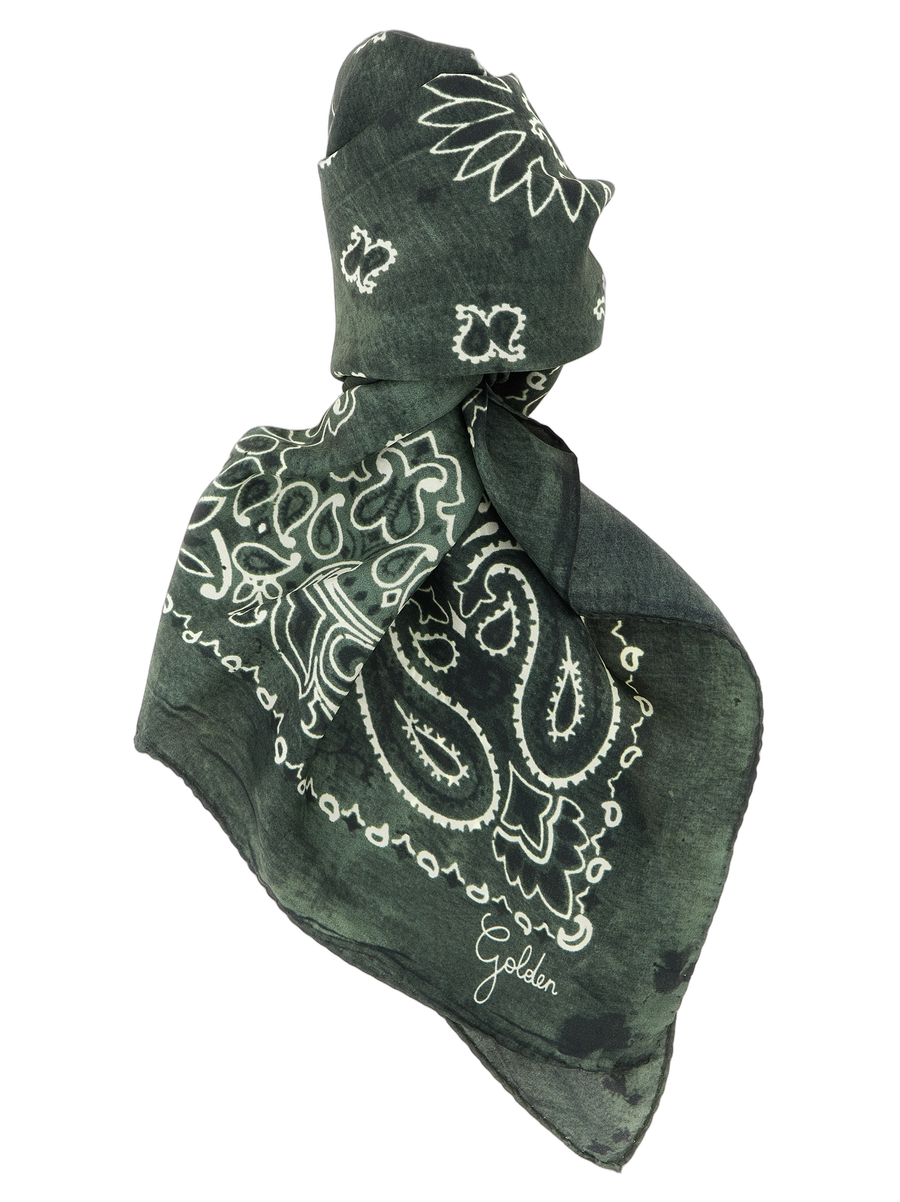 Golden Goose 100% silk scarf in green