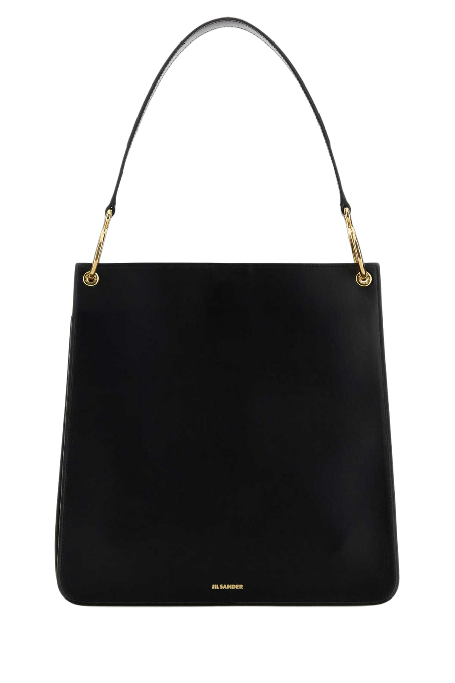 Jil Sander Exterior: 100% Calf. Lining: 100% Leather. Finishing: Golden metal shoulder bag in black