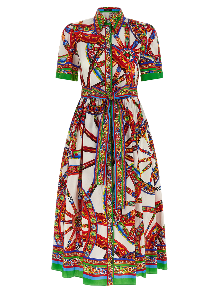 Multicolor Cotton Midi Dress