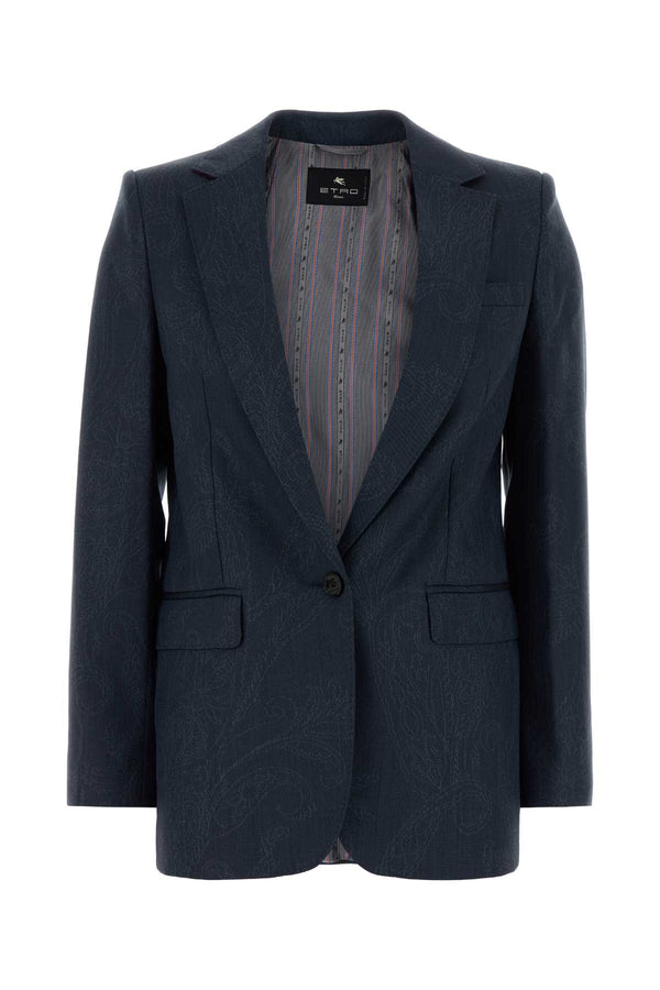 Blue Wool Blazer B0112 Giacche E Gilet