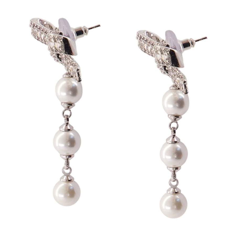 Self-Portrait pearls earrings in silver
