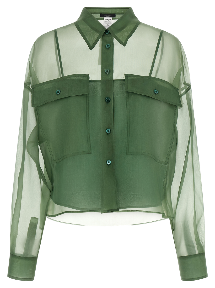 Max Mara 100% cotton (base layer) blouse in green