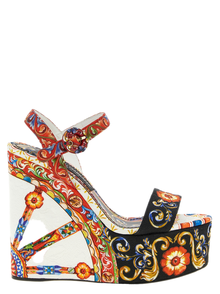 Multicolor Viscose Wedge Sandals