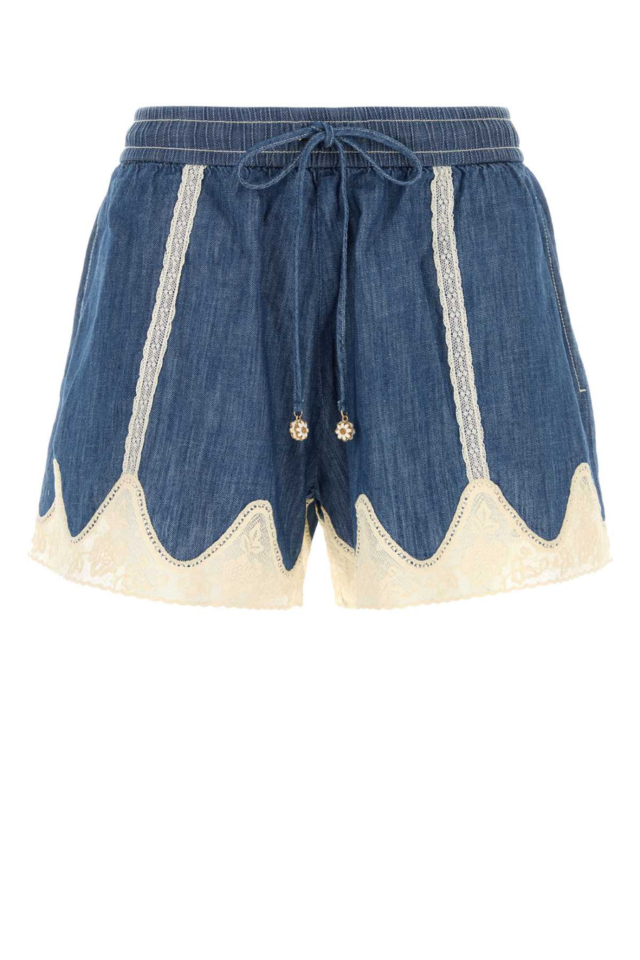 Blue Denim Awaken Shorts Railwayblue Exterior: Cotton