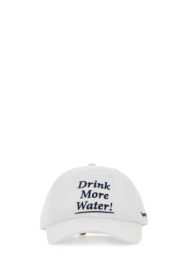 White Cotton Baseball Cap Whitelightnavy Exterior: Cappelli E Fasce Per Capelli