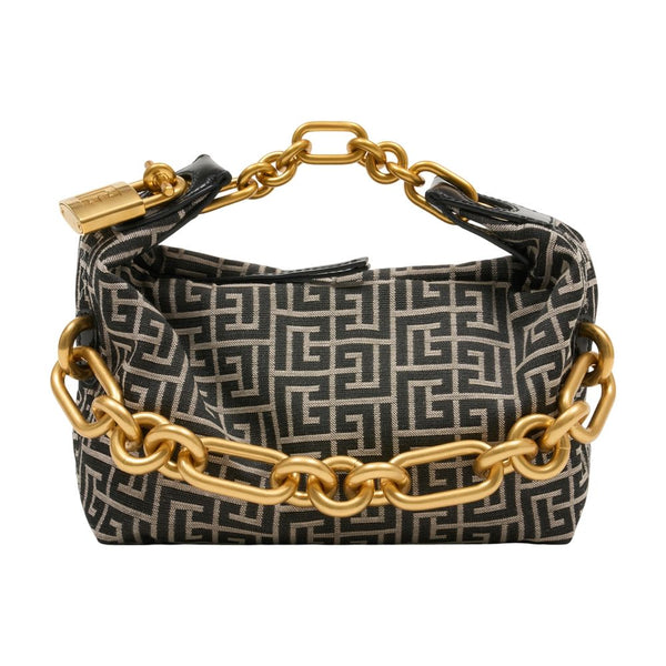 Balmain cotton shoulder bag in black