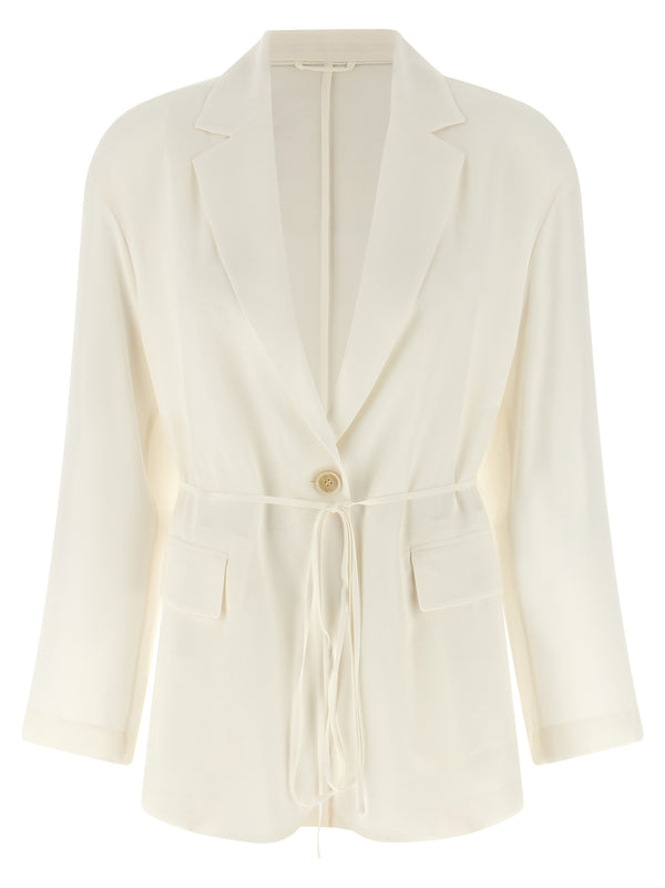 Brunello Cucinelli 100% silk crêpe blazer in beige