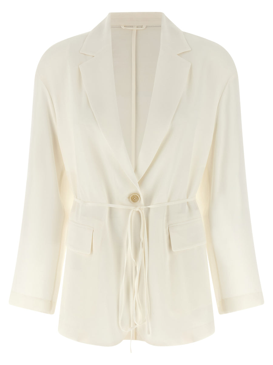 Brunello Cucinelli 100% silk crêpe blazer in beige