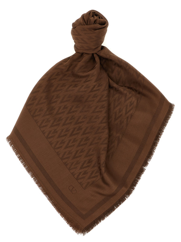 Valentino Garavani 60% silk scarf in brown