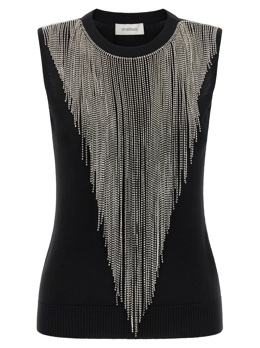 Black Virgin Wool Tank Tops