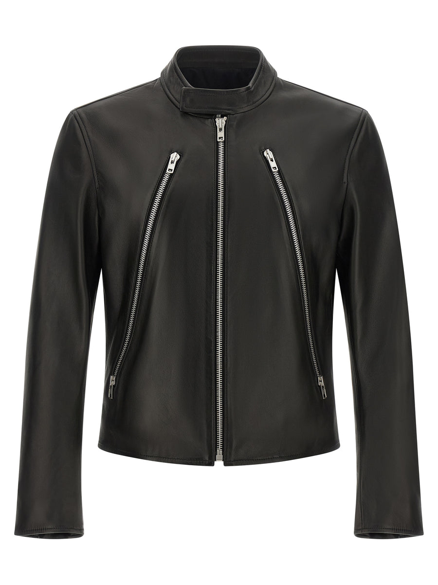 Maison Margiela 100% lamb leather jacket in black