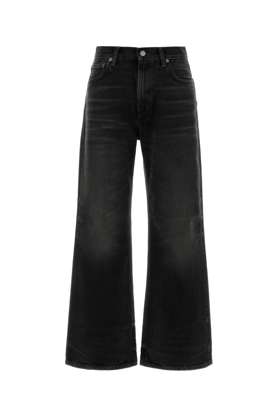 Black Denim Bethany Wide-Leg Jeans Vintageblack Exterior: Cotton
