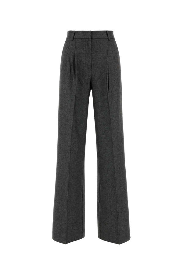 Dark Grey Twill Wide-Leg Nathalie Pant Greyblack Pantaloni