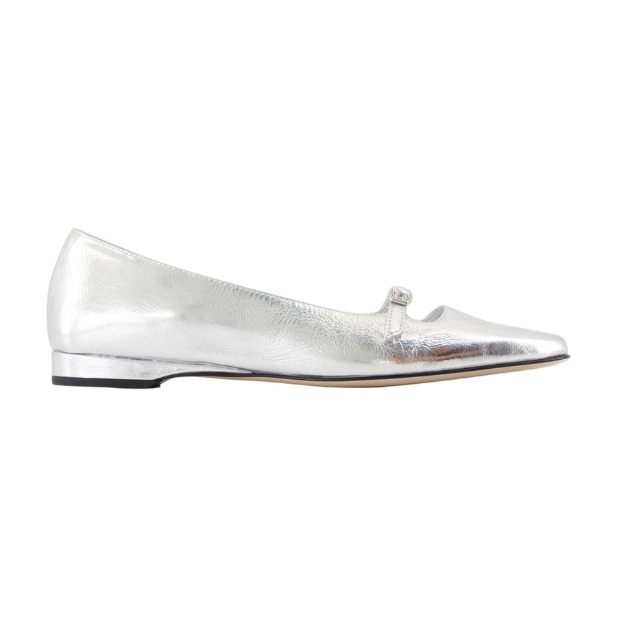 Carel calfskin ballerina flat in silver
