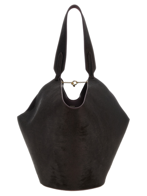 Khaite 100% calfskin leather tote bag in black