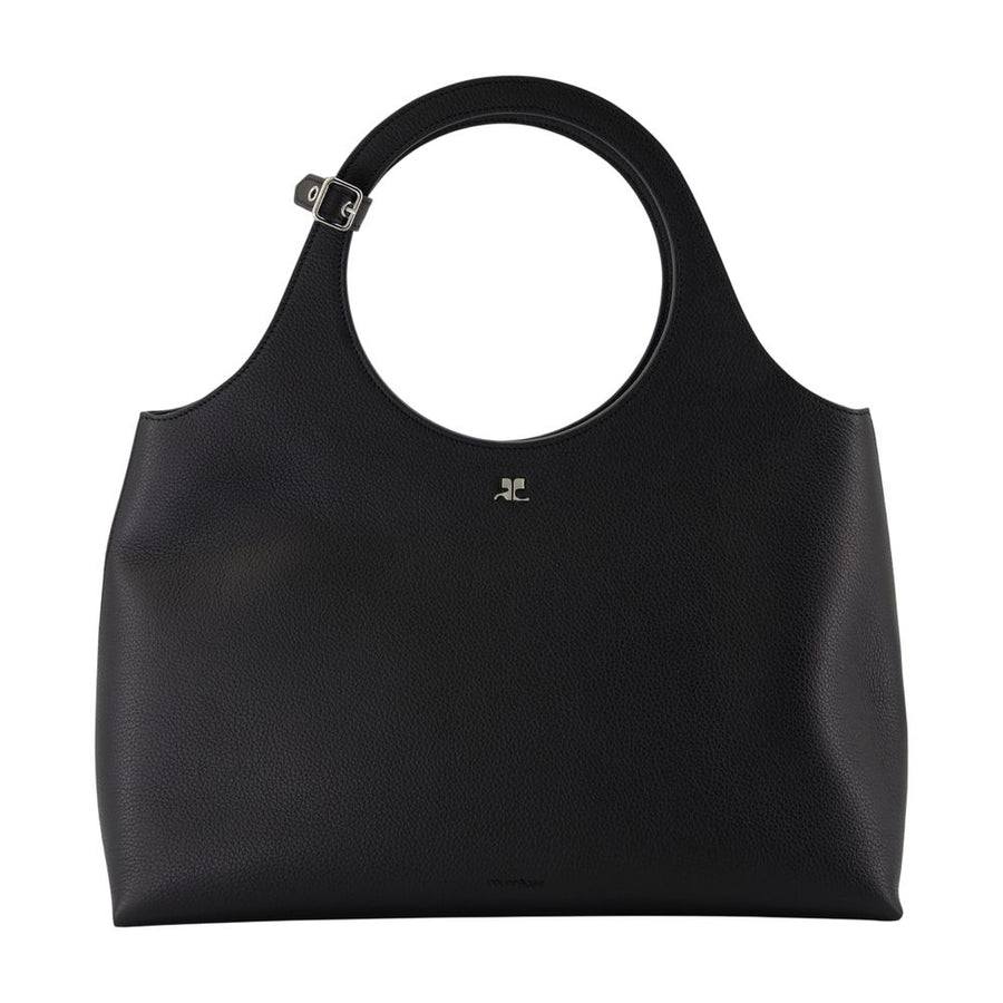 Courreges Calfskin shoulder bag in black