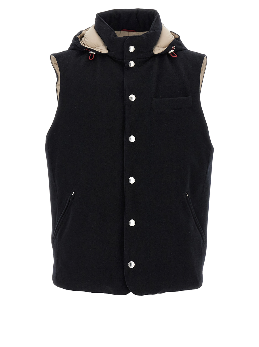 Brunello Cucinelli 100% wool vest in black