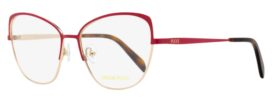 Pucci Slim Butterfly Eyeglasses Ep5188 068 Gold-Red 56mm Gold/red Metal/plastic (acetate)