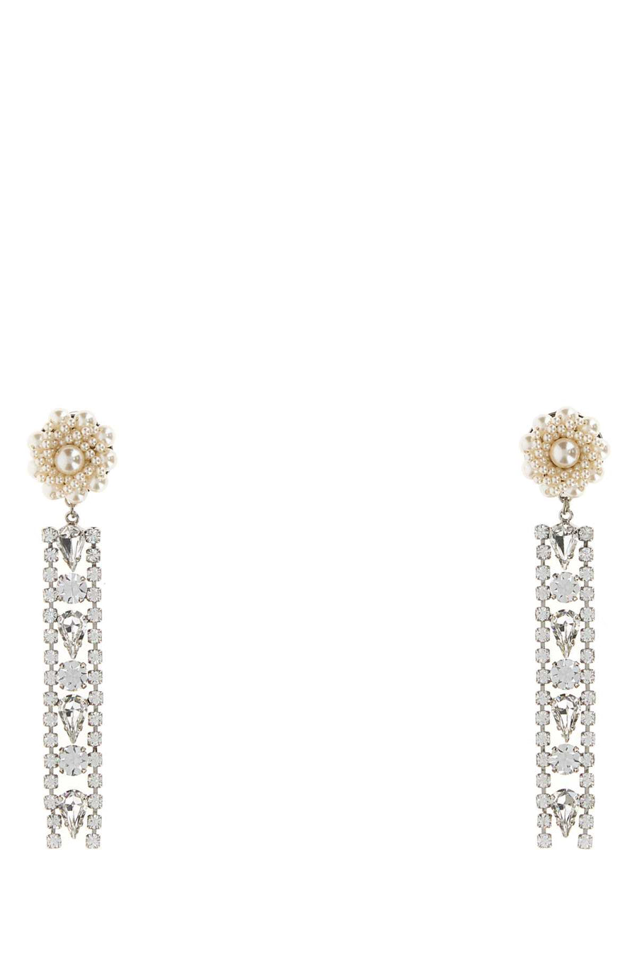 Embellished Metal Earrings Pearlcrysilver Orecchini