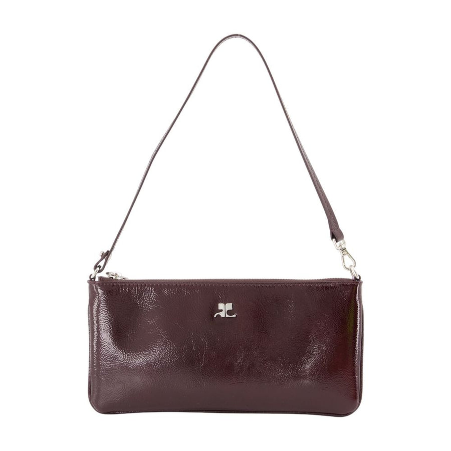 Courreges Calfskin shoulder bag in burgundy