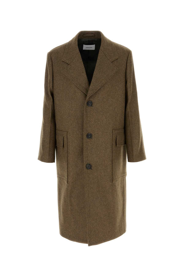 Ferragamo Coat Exterior: 100% Virgin wool; Lining: 100% Viscose coat in olive