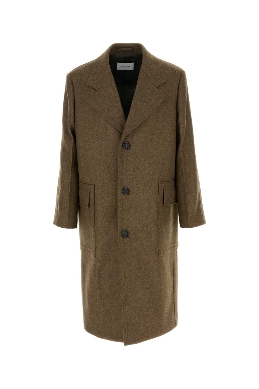 Ferragamo Coat Exterior: 100% Virgin wool; Lining: 100% Viscose coat in olive