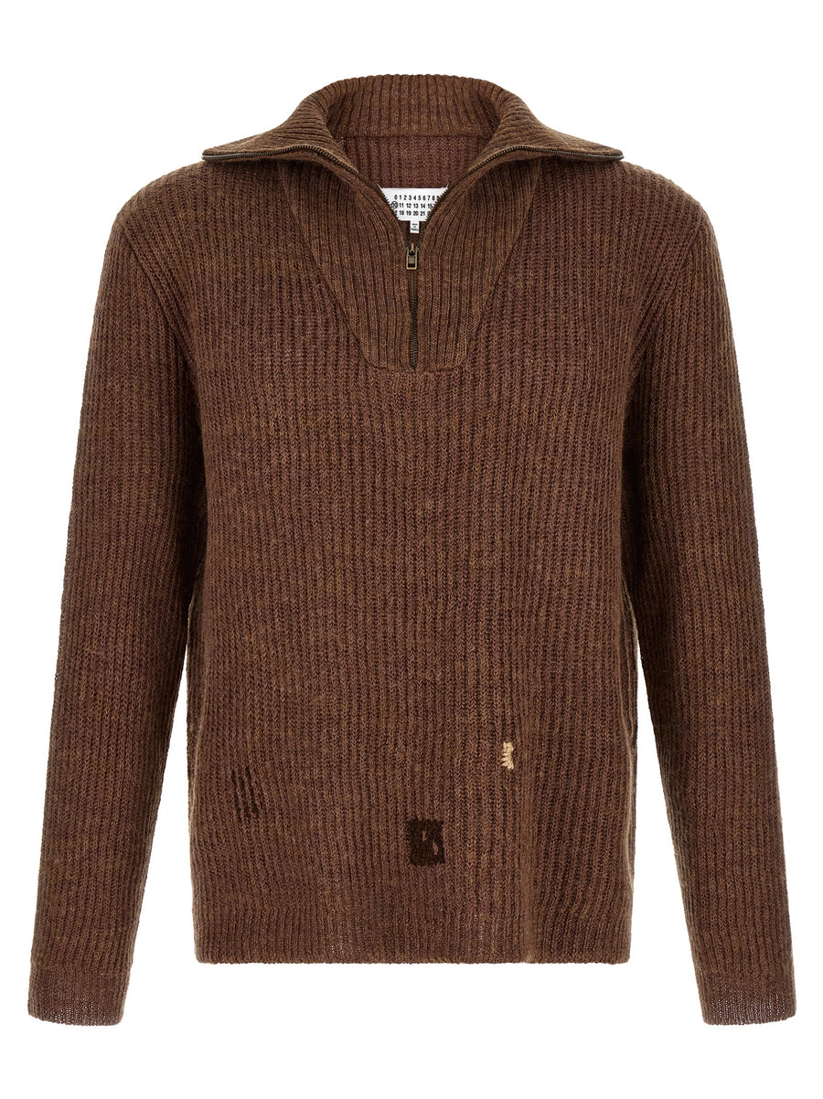 Maison Margiela 67% linen sweater in brown