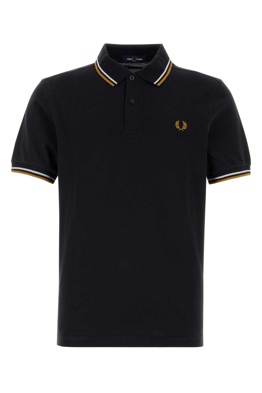 Midnight Blue Piquet Polo Shirt Black Exterior: Cotton