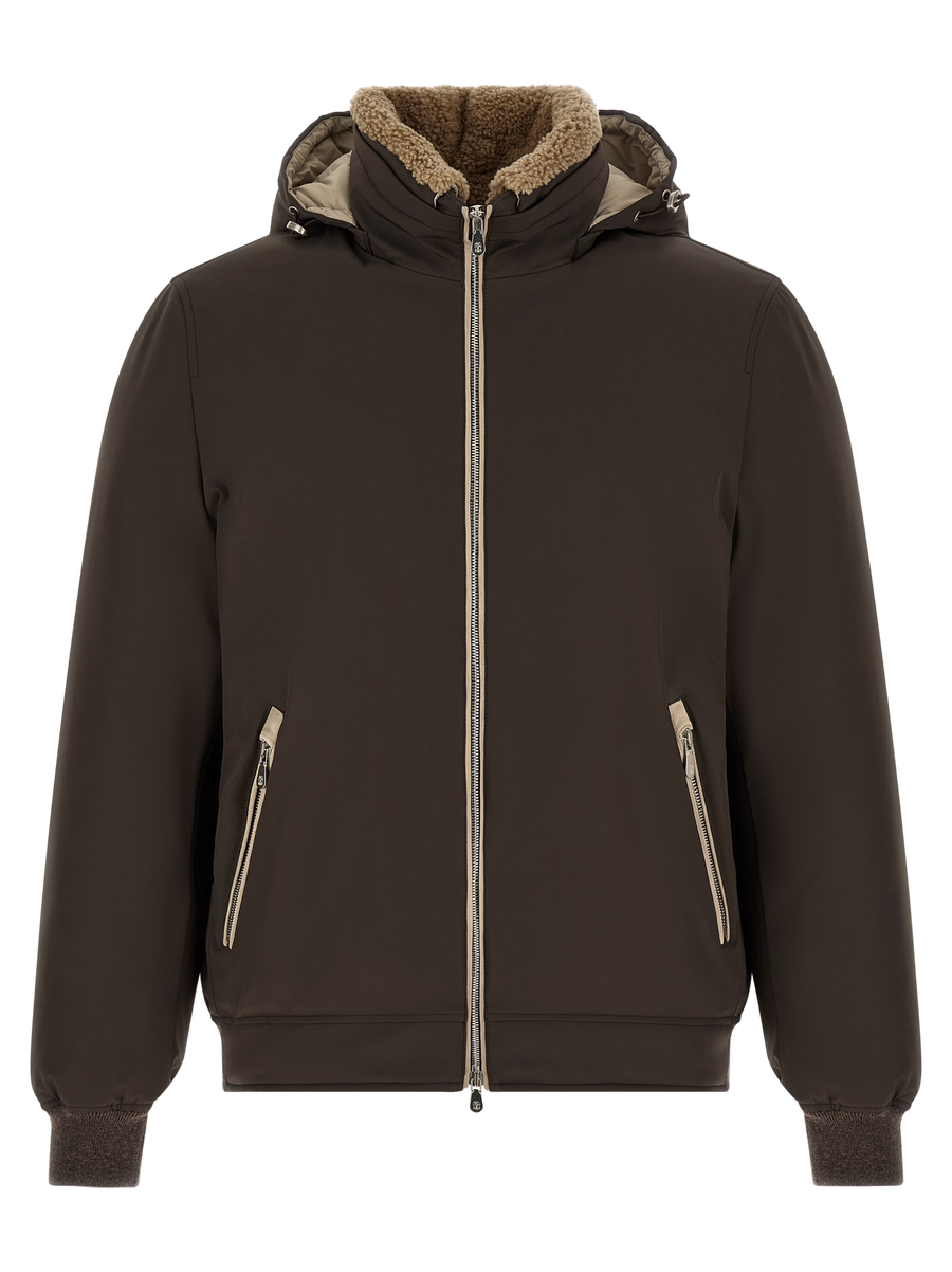 Brunello Cucinelli Stretch membrane nylon exterior down jacket in brown