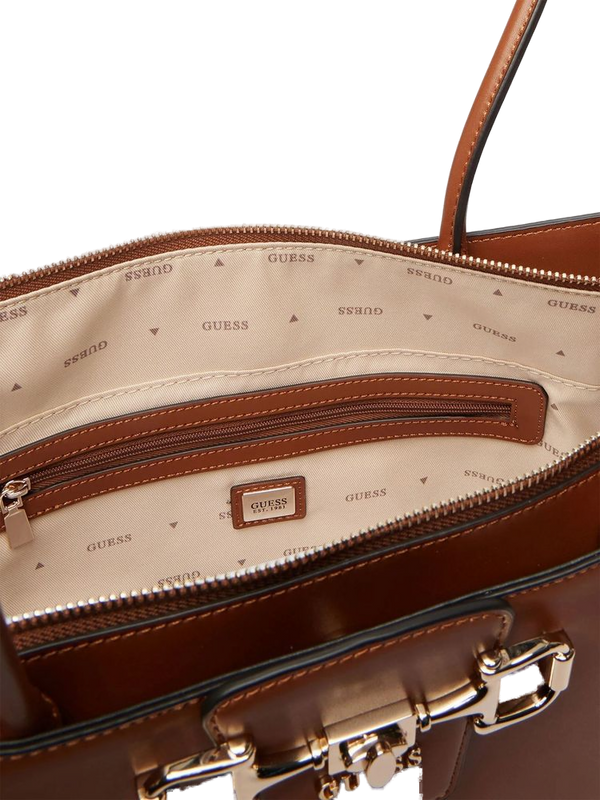 Guess 100% Polyurethane tote bag in cognac