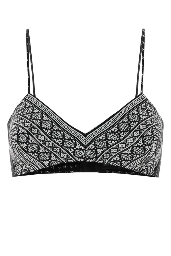 Printed Silk Crop-Top Multinero Exterior: Intimo