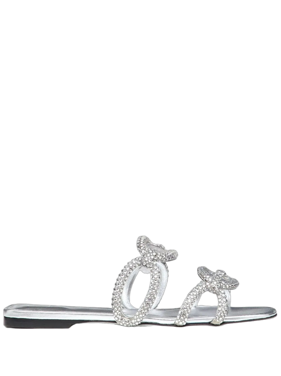 Valentino Garavani Calf leather with crystal embellishment sandals in silver