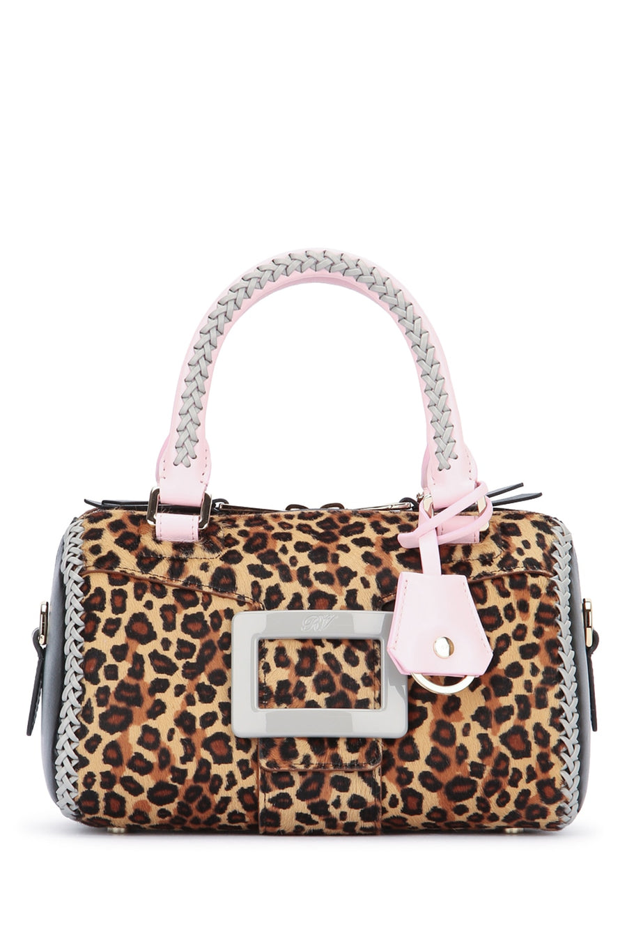 Roger Vivier Leopard-print calf hair top handle bag in multicolor