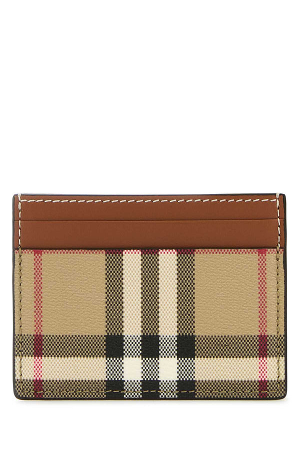 Printed Canvas Card Holder Vntgchkbriarbrown Portafogli