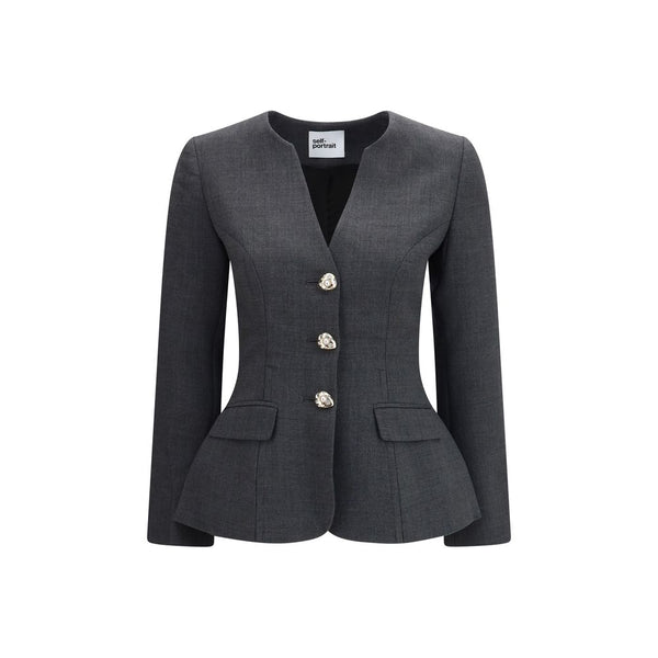Gray Polyester Full-Length Jacket Clothing
