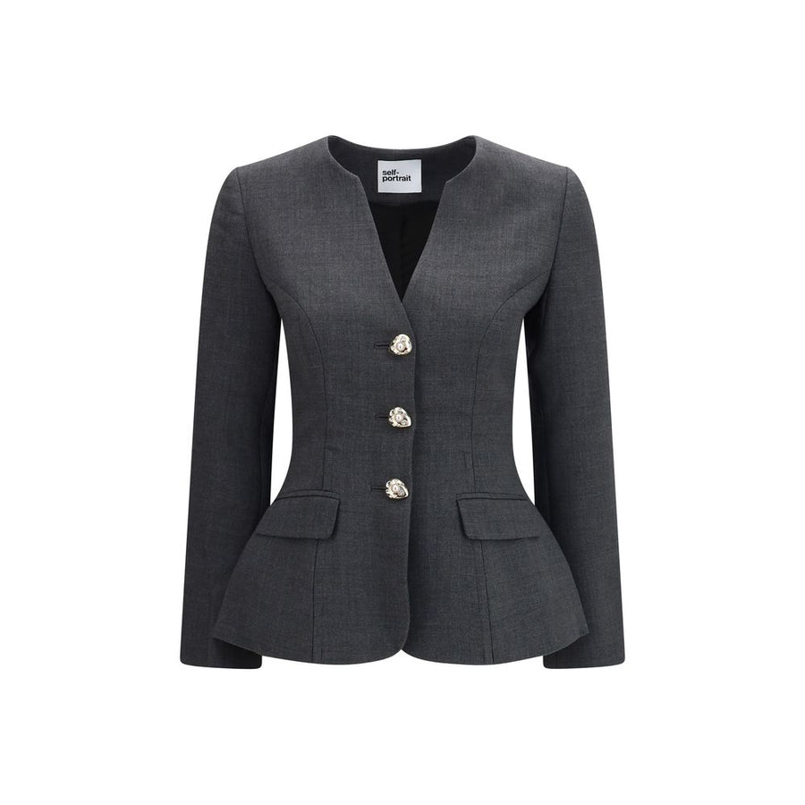 Gray Polyester Full-Length Jacket Clothing
